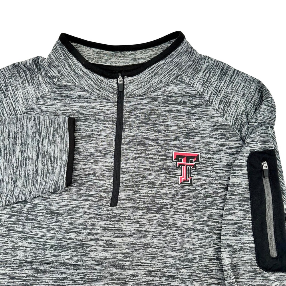 Colosseum Texas Tech Red Raiders Mens Large Quarter Zip Pullover Space Dye‎ Gray